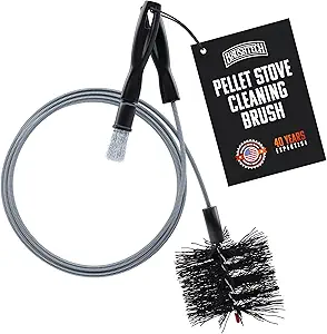 Brushtech Pellet Stove Cleaning Brush Kit - 10-Foot Non-Kinking Spring Brush for 3-Inch Vent Pipes with Bonus Steel Ash Brush