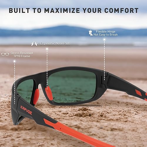 Miniatura 4 de KAPVOE Gafas de sol deportivas polarizadas para hombres y mujeres, jóvenes, béisbol, pesca, ciclismo, correr, motocicleta, gafas UV400
