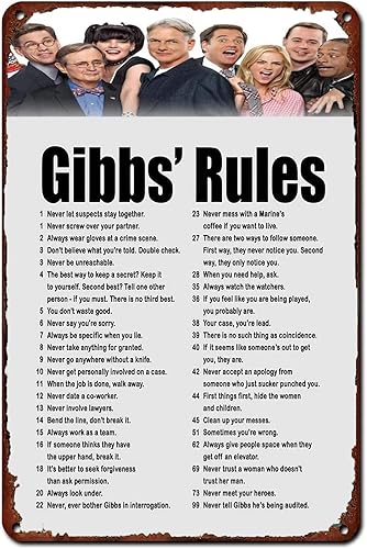 Gibbs Rules - Cartel de metal retro para cafetería, bar, gimnasio, sala de estar, baño, cocina, hogar, decoración de pared, regalo de 8 x 12 pulgadas