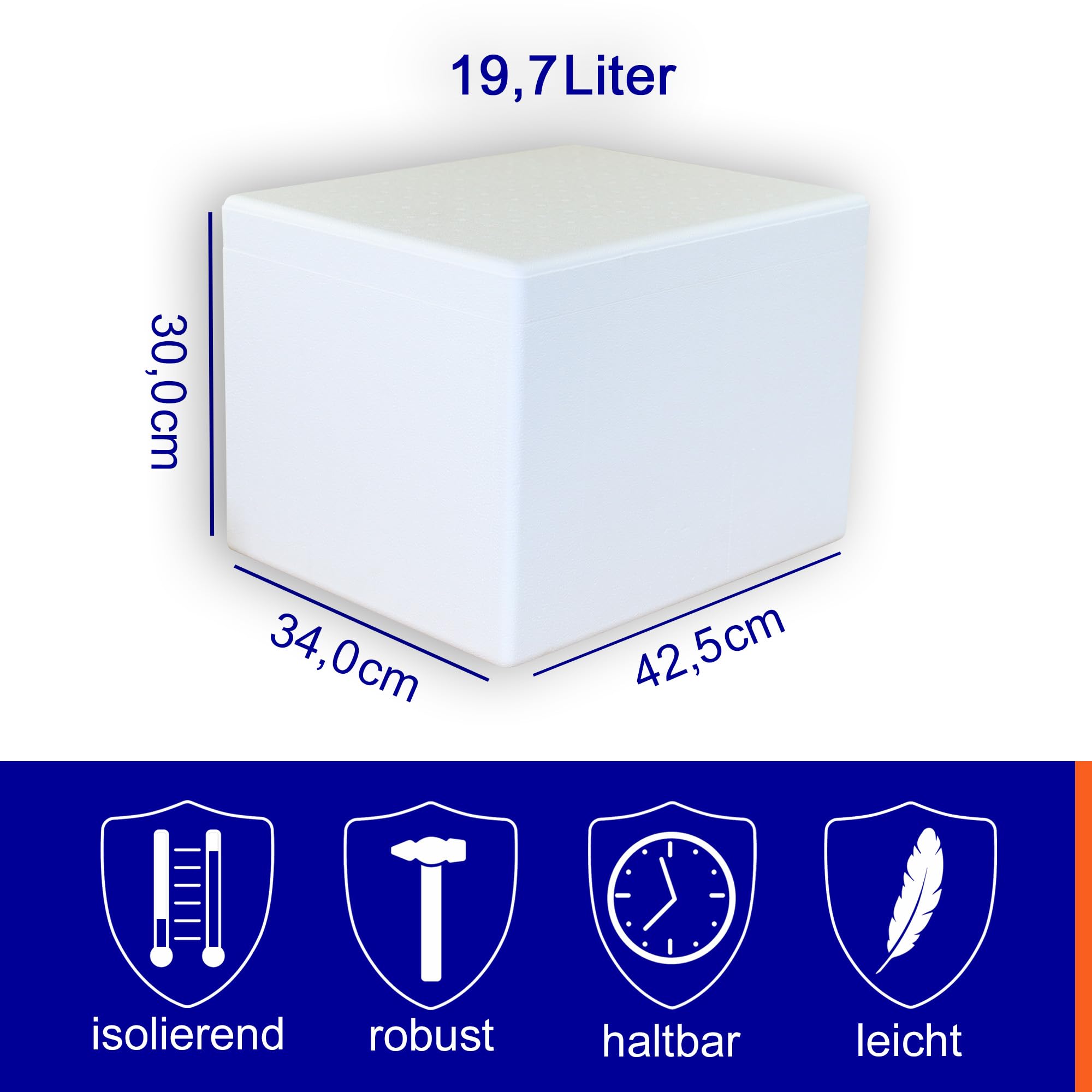 4 Thermoboxen Styropor 19,7 Liter mit Deckel - Kühlbox Styropor - Wiederverwendbarer Isolierbehälter/Transportbox | Große Styropor Kühlbox
