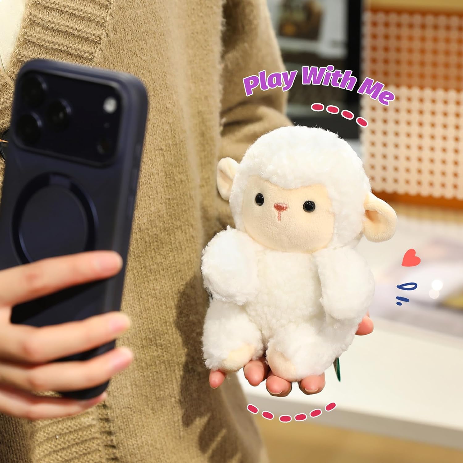 Ditucu Palm-Sized Sheep Stuffed Animals Cute Soft Lamb Plush Doll Small Plushies Toys Gifts for Kids White 6 inch - Image 2