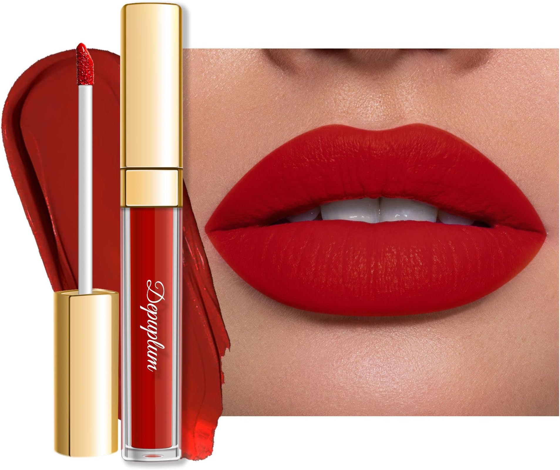 Depuplum Red Lipstick Matte for Women, Color Stay Long Lasting Lipstick Smudgeproof Liquid Lipsticks, Cruelty Free Lip Color (DM05 Dragon Girl)