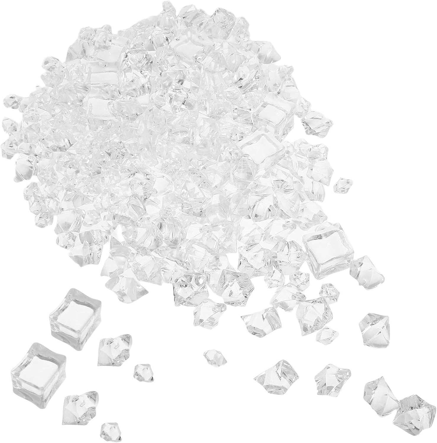 310pcs Realistic Resin Ice Cubes and Crushed Ice Vase Fillers Acrylic Decorative Fake Chips for Wedding Centerpiece Christmas Table Scatter Photography Props