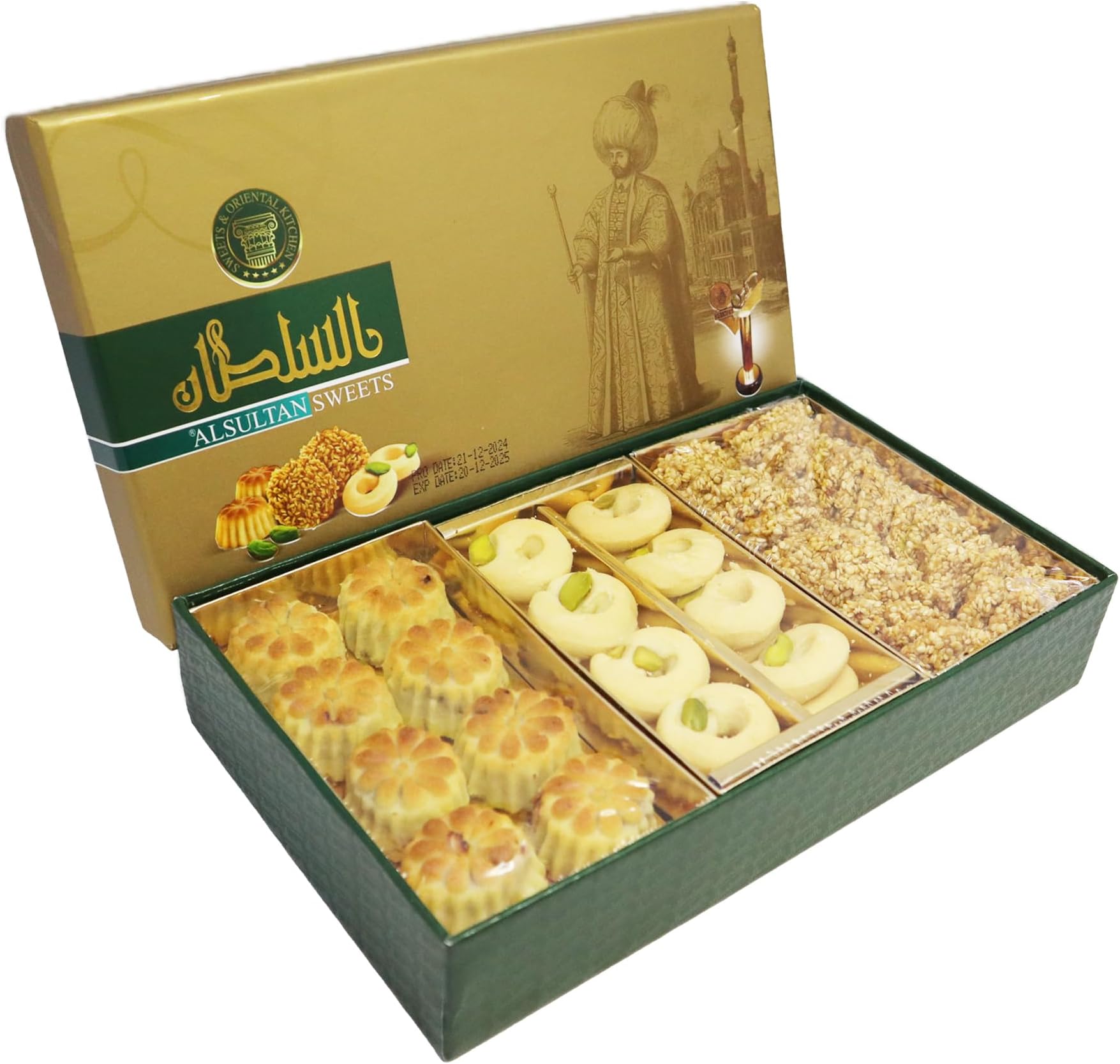 Sweets Nawashif 350g Assorted Box โ Premium Arabic Sweets with Maamoul, Barazek & Ghriba โ Gift Box for Eid, Diwali, & Christmas