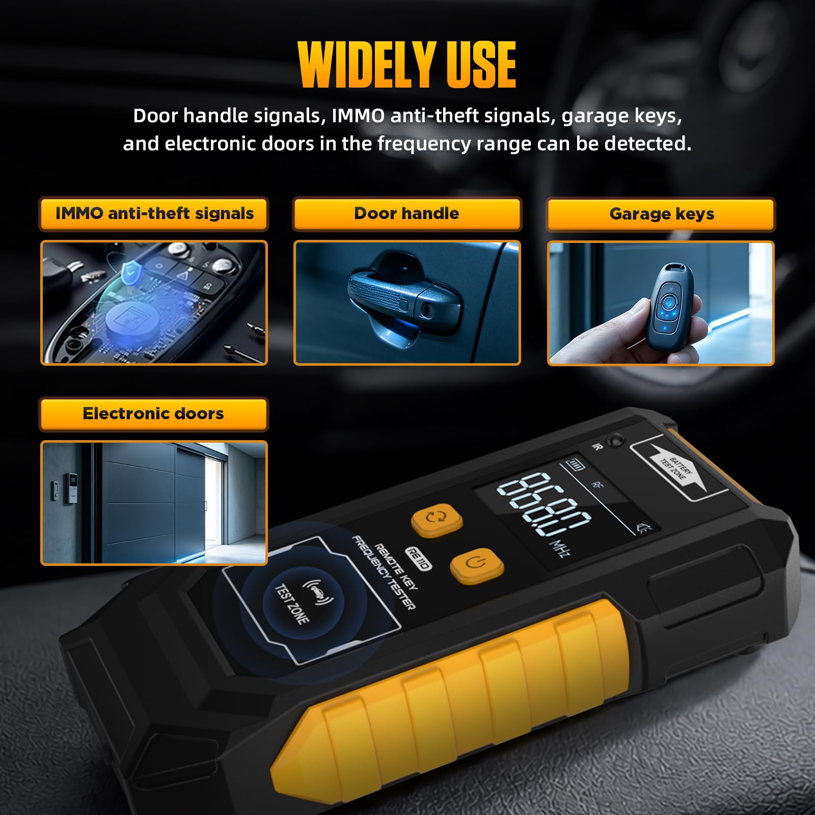 Probador de frecuencia de control remoto, 433 MHz, 868 MHz, 902 MHz, mando a distancia, fuente de alimentación doble, medidor de frecuencia digital con detección de infrarrojos, detección de