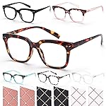 CHOFILORD 6 Pack Fashion Reading Glasses for Women Men Blue Light Blocking Oversized Square Readers with Spring Hinge (6 Pack Colorful D, 2.5, x)