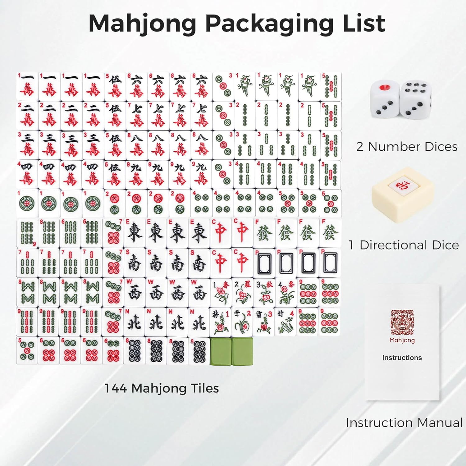 Mahjong Tile Set, 146pcs Chinese Mahjong Set Quality Mah Jong Tiles with Exquisite Storage Box Easy to Carry, Instructions Include Mah Jongg Sets for Family & Friends Gatherings