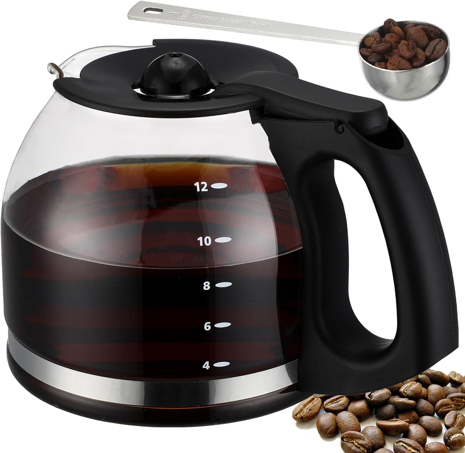 12-Cup Replacement Glass Coffee Carafe for Mr. Coffee Coffee maker Pot, Replace Part# PLD12 PLD12-RB Series, 12 Cups Glass coffee Pot for Mr. Coffee Model #SK12, SK13, EHX23, JWX31, SJX23, SJX39