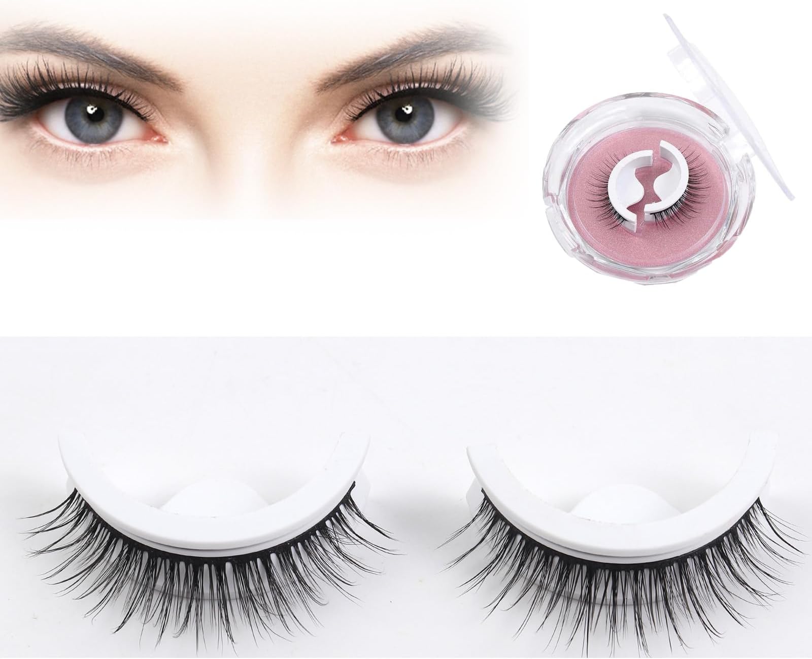 1Pair Jenna Lyons Eyelashes, Jenna Lyons False Eyelashes, Self Adhesive Eyelashes, False Eyelashes Self Adhesive Reusable, Non-slip Waterproof Fake Eyelashes Natural Look (M01)