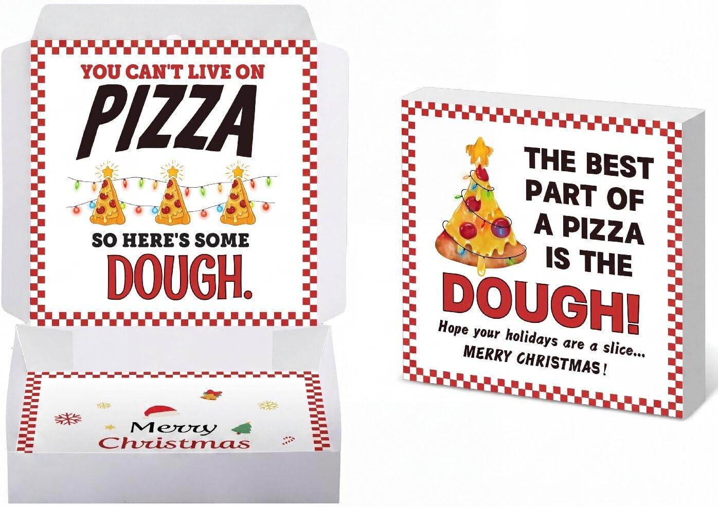 Watersay 3 Pcs Money Box for Cash Christmas Pizza Box Gift 10 x 10 Inch Funny Pizza Gift Boxes for Surprise Cash Gifts Money Holder Birthday Wedding Party (Money Not Include)