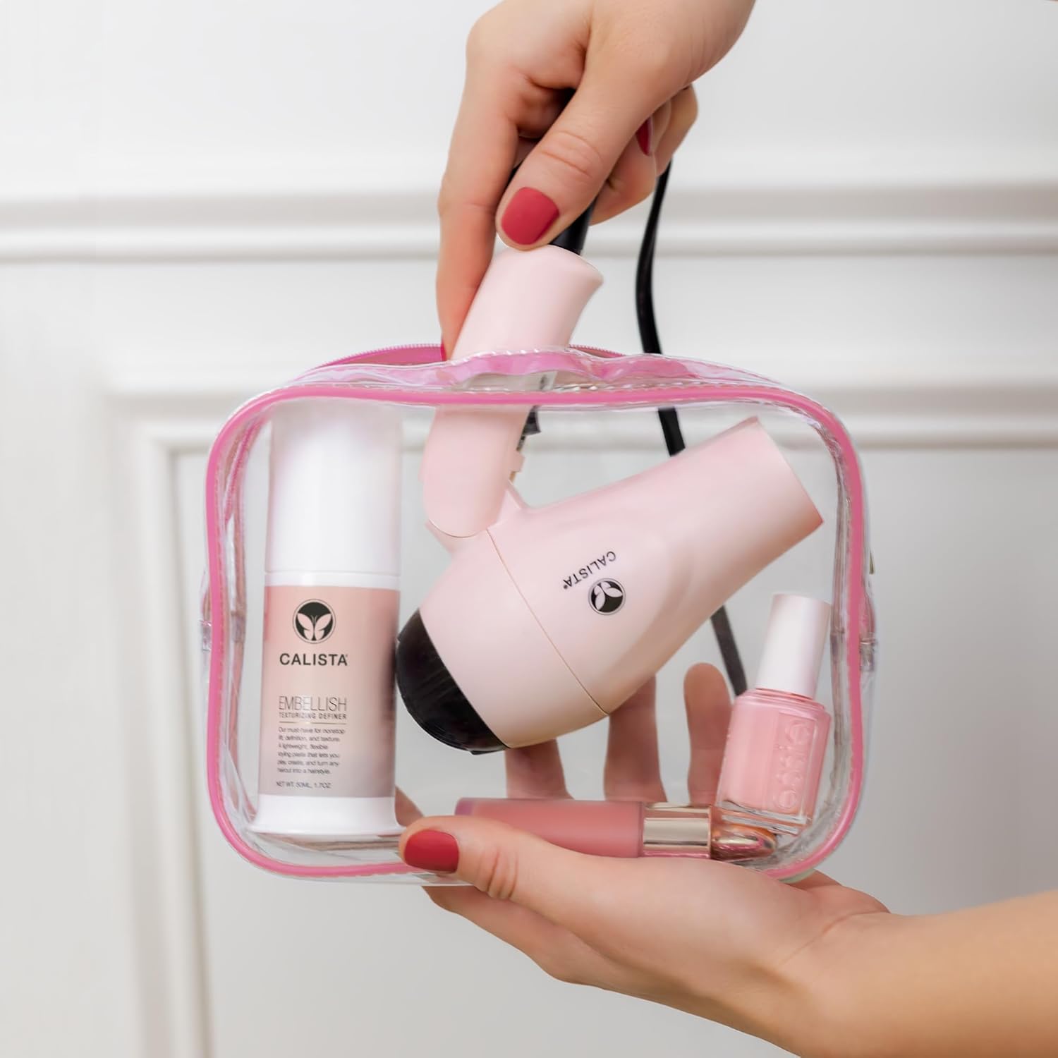 CALISTA GoGo Mini Hair Dryer | Dry and Style Hair with Mini, Foldable Blow Dryer | 1000-Watt Dryer | Includes Concentrator Attachment | Perfect Travel Tool (Blush)