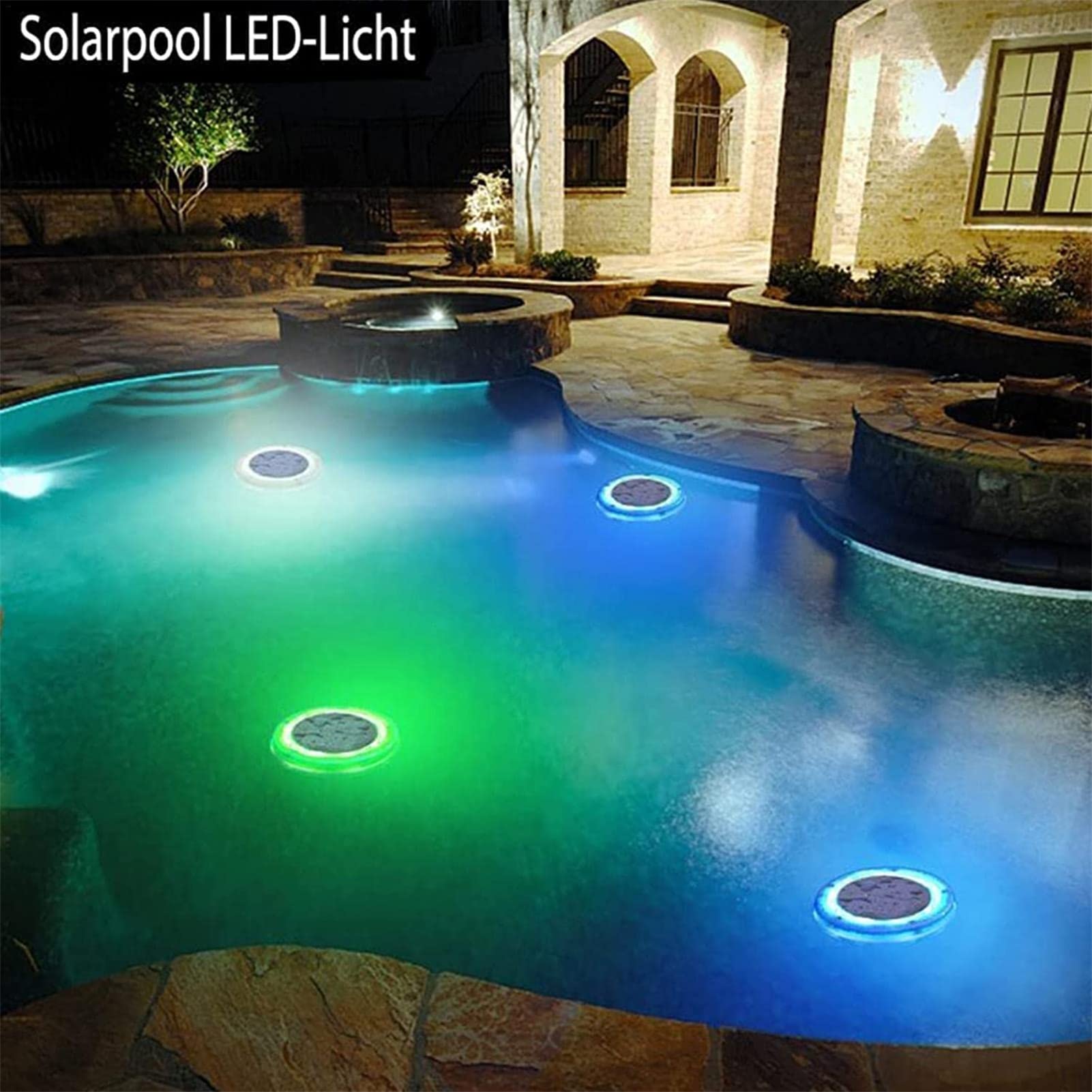 LED Poolbeleuchtung, IP68 Pool Beleuchtungen Unterwasser Pool, Solar Wasser Schwimmende Lampen Poollampe Solarlampe für außen Garten Rasen Teich Pool Brunnen Aquarium (4PCS)