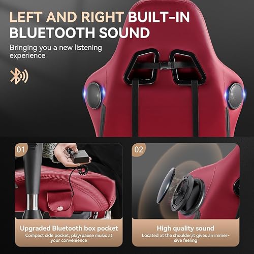 Miniatura 4 de Gtplayer - Silla de oficina para juegos, silla de ordenador con altavoces Bluetooth, silla de escritorio ergonómica con respaldo alto, silla de