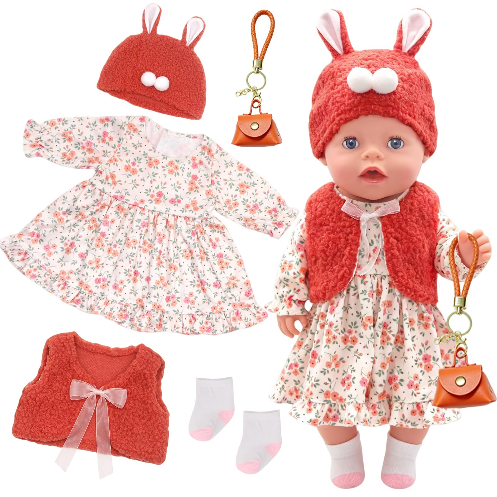 5 Pcs Doll Clothes for 35–43 cm Dolls, Cute Doll Clothes and Accessories