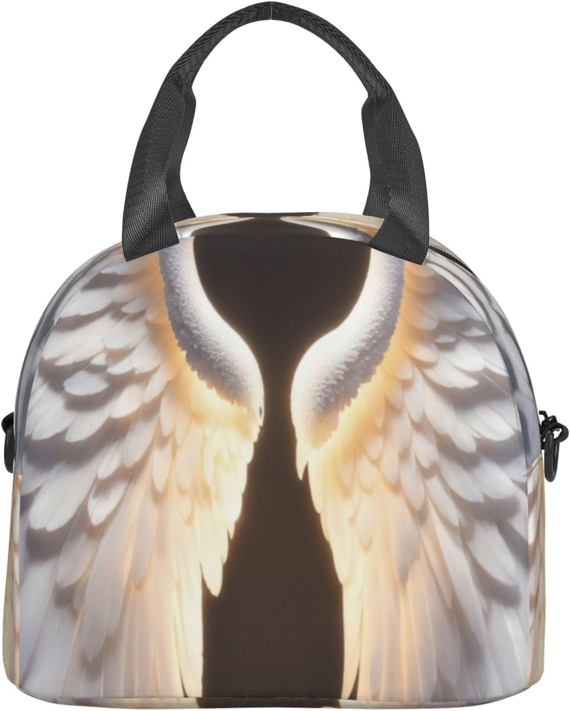 Angel Wing Print Reusable Lunch Bag Insulated Lunch Boxes for Office Work Picnic Tote Bag Adjustable