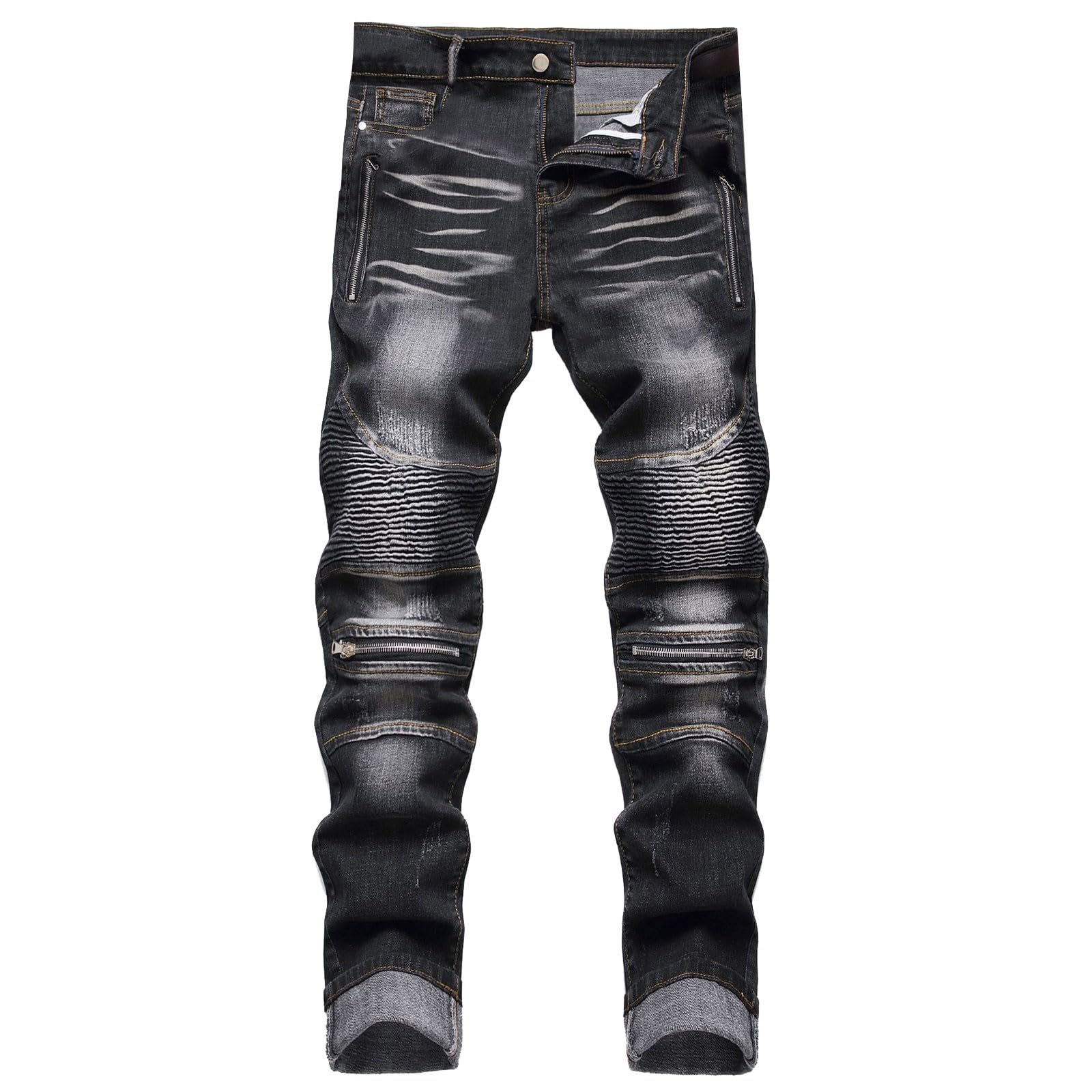 Jeans da Uomo Strappati, Pantaloni Jeans Uomo Strappati Leggeri Neri Pantaloni Jeans Strappati Slim Fit Regular Jean Skinny Elasticizzati Jeans Skinny Jeans da Uomo alla Moda per Tutte Le Occasioni