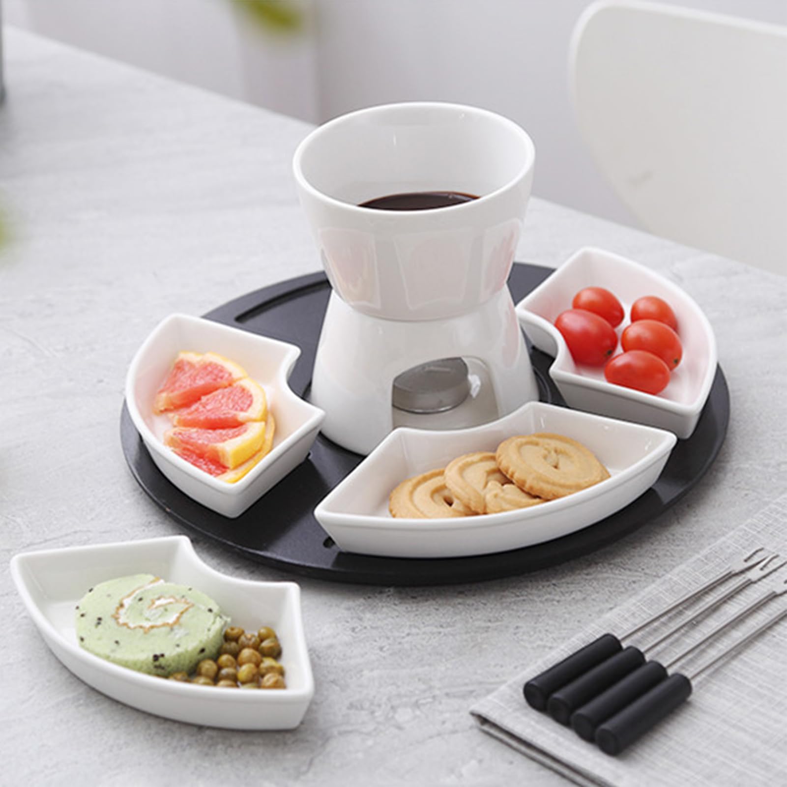 Set per fonduta al formaggio Ceramica Termoresistente con Riscaldamento