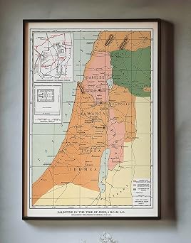 Palestine in the time of Jesus, 4 BC - 30 AD Map Wall Art Poster (3 Sizes) (23x32)