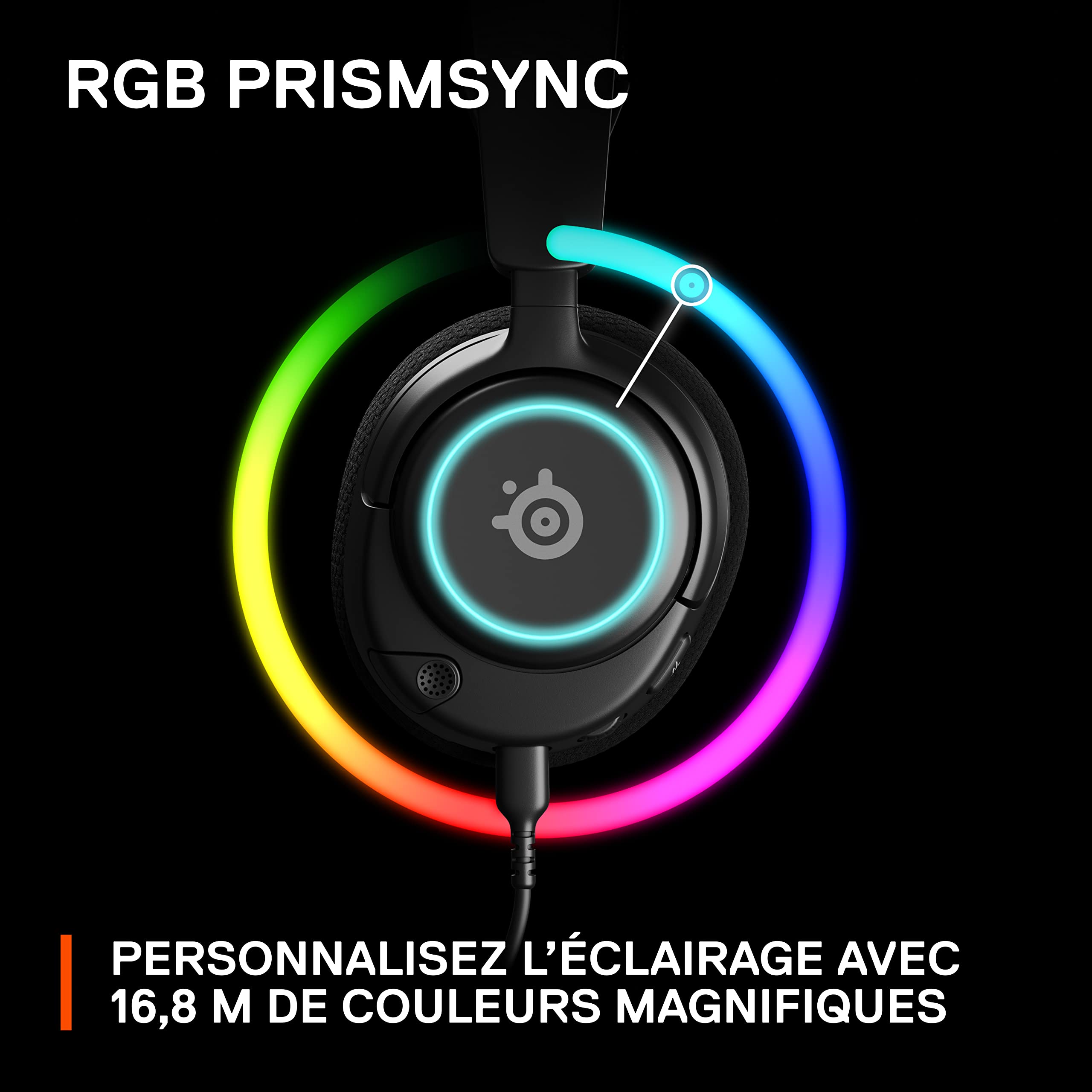 SteelSeries Arctis Nova 3 - Casque de jeu multi-système — Pilotes Haute Fidélité — Son Spatial à 360° — Lumières RVB — Coussinets d’Oreille à Mousse à Mémoire — PC, PS5, PS4, Switch
