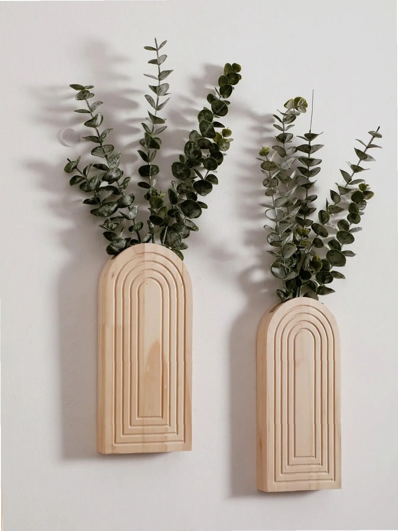 Wandvase Boho gewölbter Wandvasen-Übertopf aus Holz