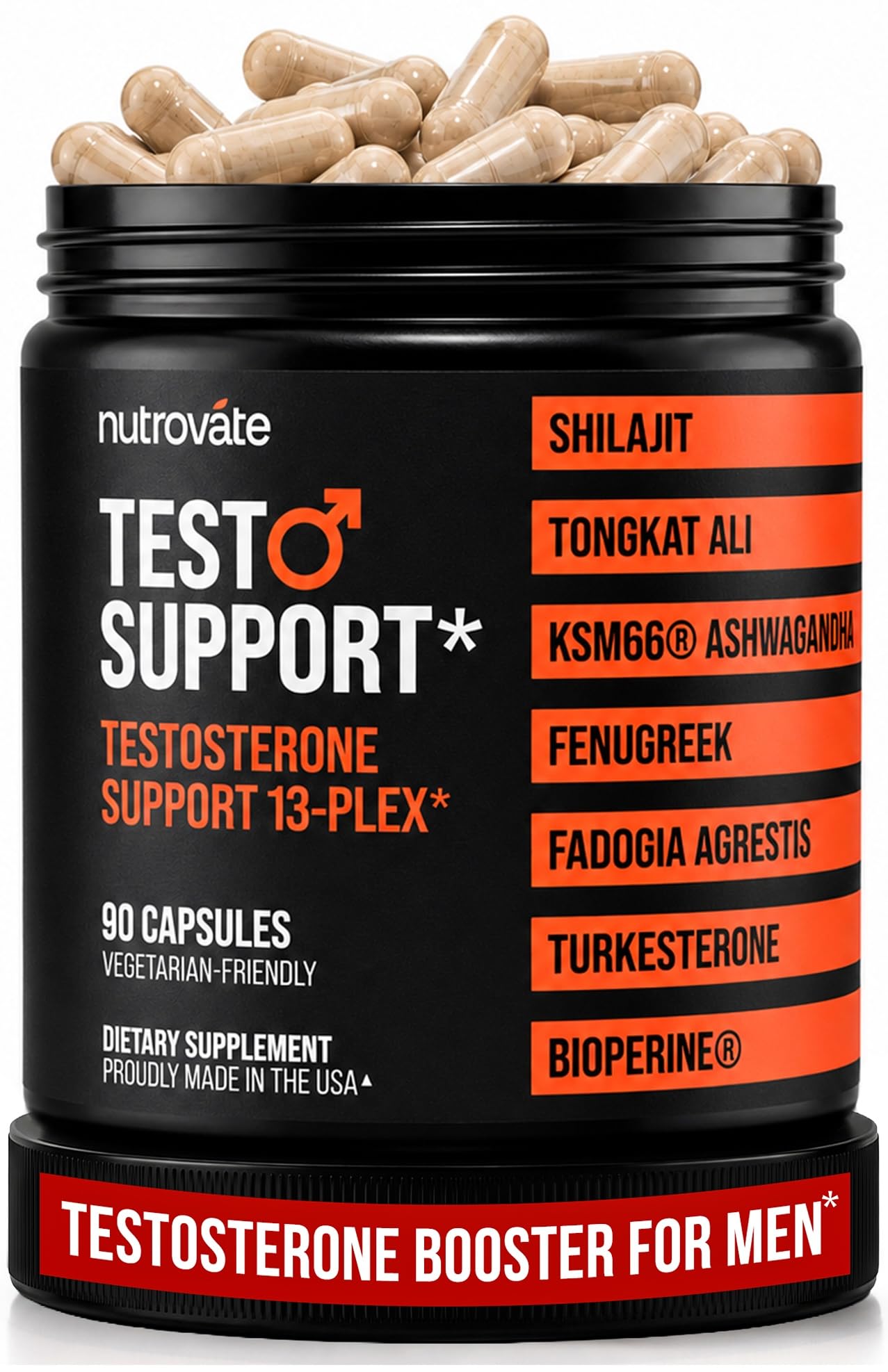 Testosterone Booster for Men with Tongkat Ali, Shilajit, KSM-66 Ashwagandha