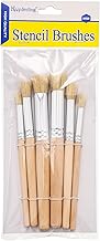 Wooden Stencil Brushes Natural Stencil Bristle Dome Art Painting Brushes Wood Paint Template Brush for Acrylic Oil Watercolor Art Painting DIY Crafts Card Making Supplies, 3 Sizes
