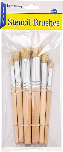 6 Pieces Wooden Stencil Brushes Natural Stencil Bristle Dome Art Painting Brushes Wood Paint Template Brush for Acrylic Oil Watercolor Art Painting DIY Crafts Card Making Supplies, 3 Sizes