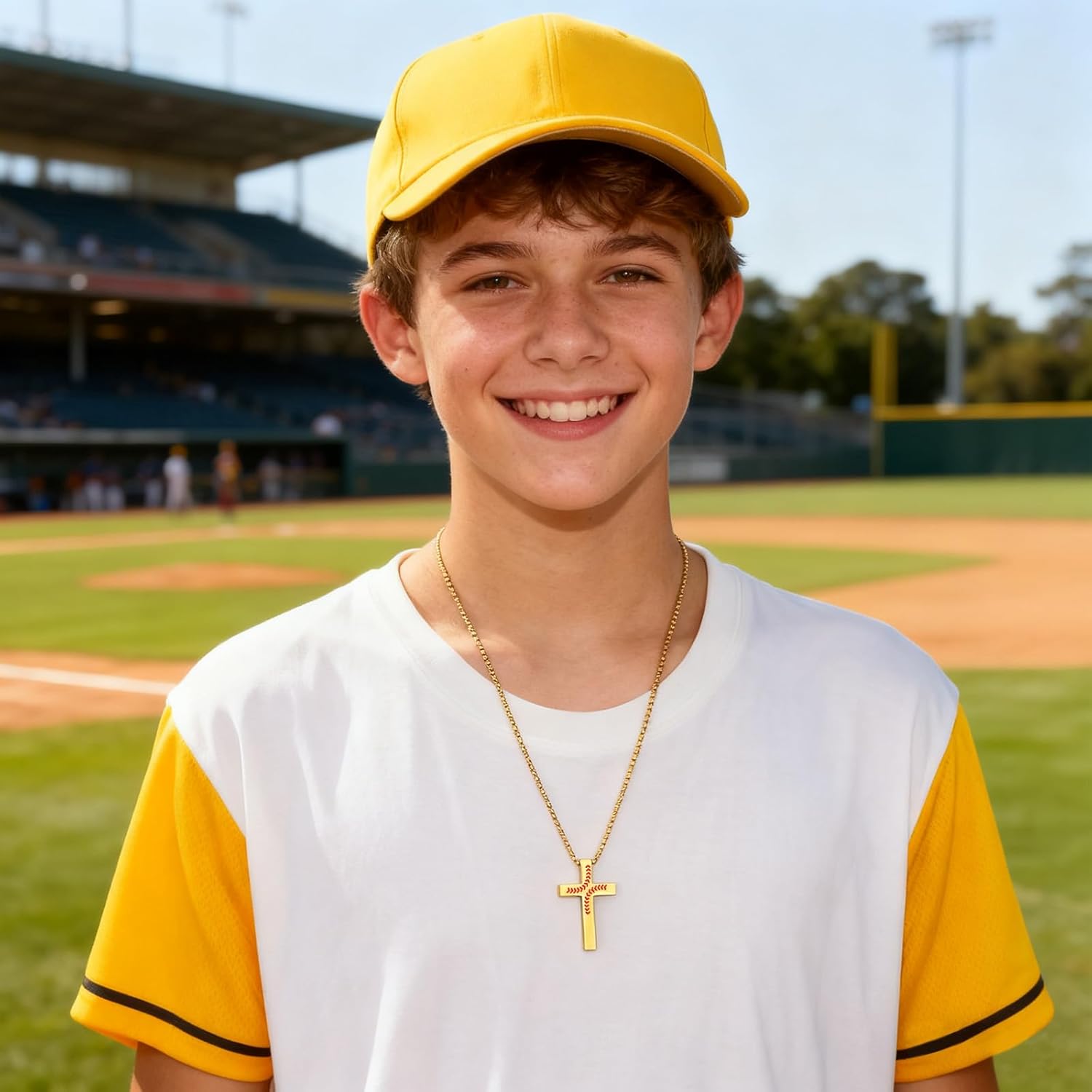 HETICA Baseball Bible Verse Cross Necklace Stainless Steel Chain Pendant Religious Baseball Stuff Accessories Jewelry Graduation Christmas Gifts - Image 8