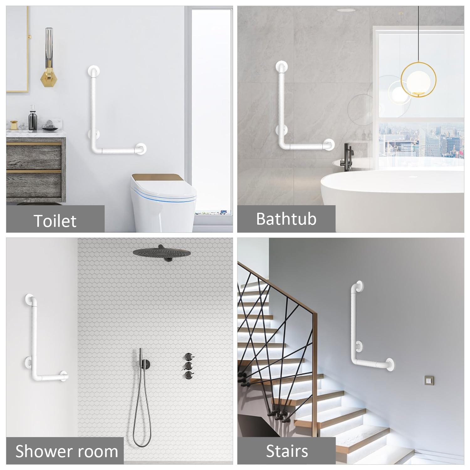 Maniglione Bagno Disabili, Maniglia Doccia Anziani, Maniglione in Acciaio Inox a forma di L, per Anziani e Disabili 40x60cm