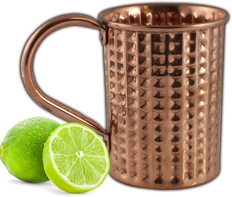 Solid Copper Mugs Hammered Moscow Mule Mug (16 oz Edge)