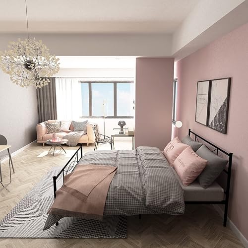 Miniatura 4 de Weehom Base de cama de metal de tamaño matrimonial, base de colchónplataforma de cama de acero resistente, mejor para niños, adultos, estudiantes,