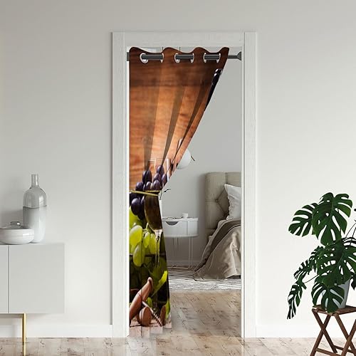Miniatura 2 de Cortinas opacas para puerta de vino para puertas, copas de uva de vino tinto y blanco, cortina opaca para armario de dormitorio de niños, con