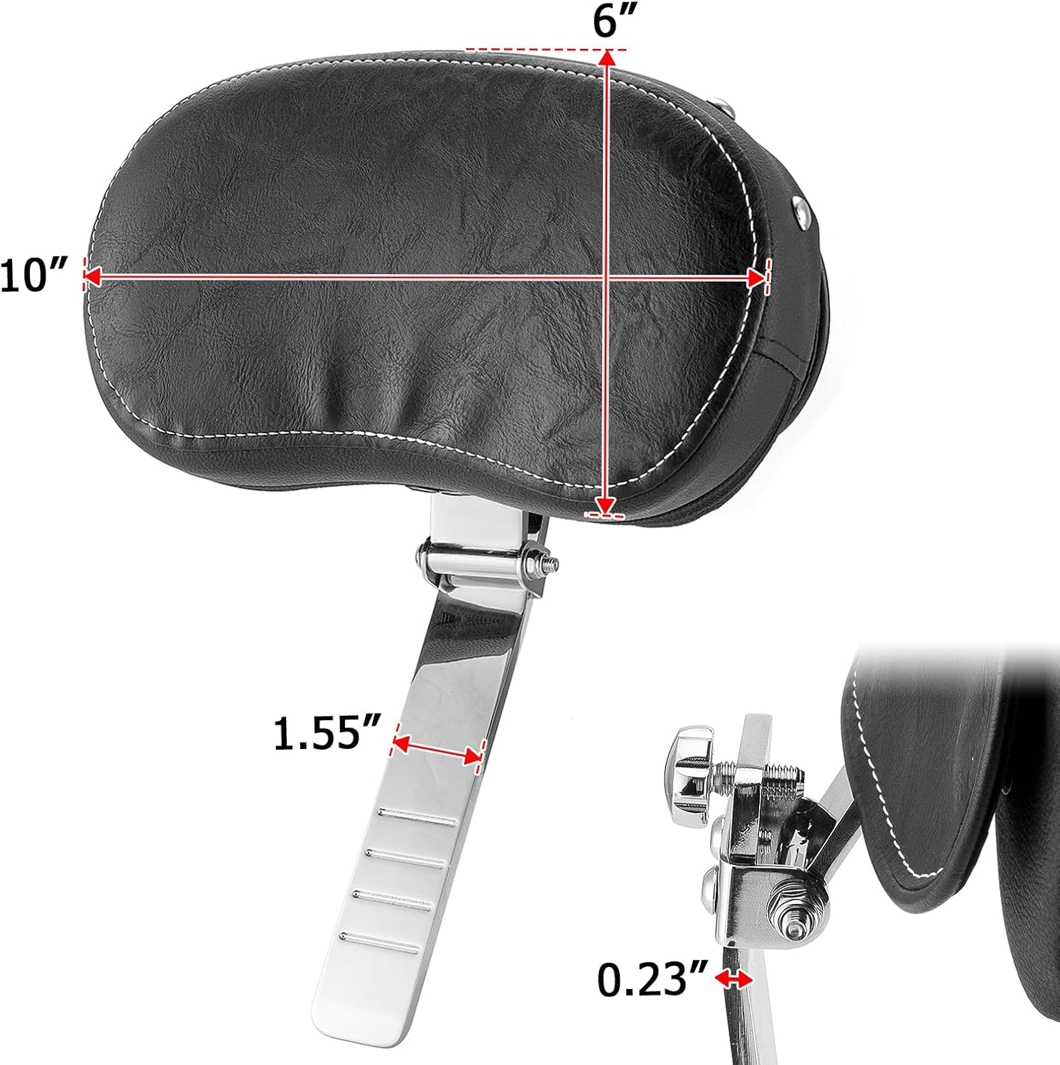 Wsays Adjustable Driver Backrest Rider Backrest Pad Chrome Studded Compatible with Indian Challenger Chieftain Chief Classic Vintage Springfield Roadmaster Pursuit 2014-2025
