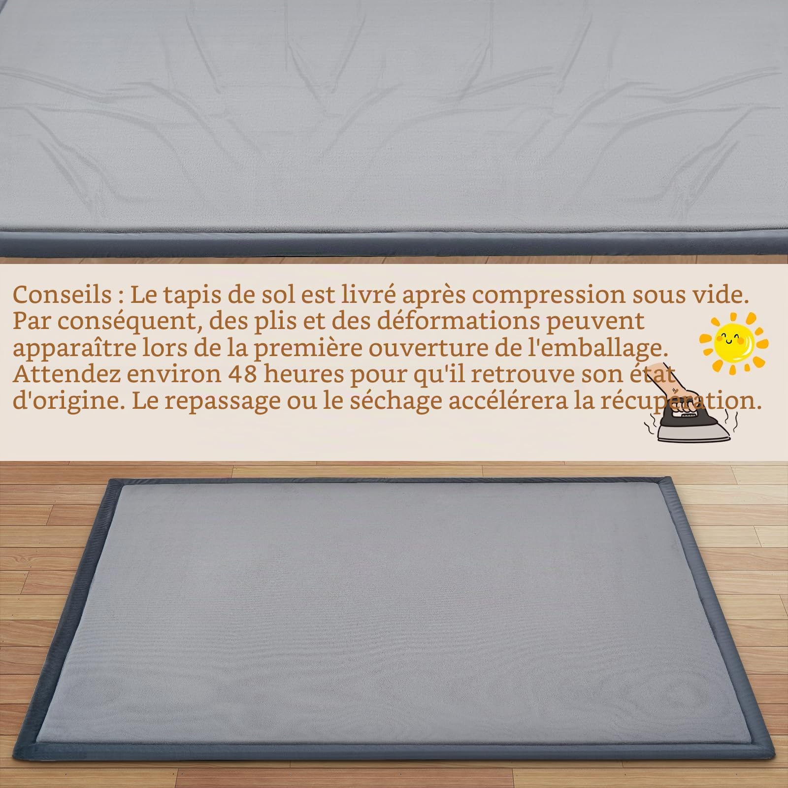 SUNYRISY Tapis de jeu pour bébé au sol de 3,5 cm d'épaisseur, 180 x 200 cm en mousse, tapis de jeu rembourré pour bébés, tapis de parc doux et pliable pour enfants pour ramper et jouer, fond