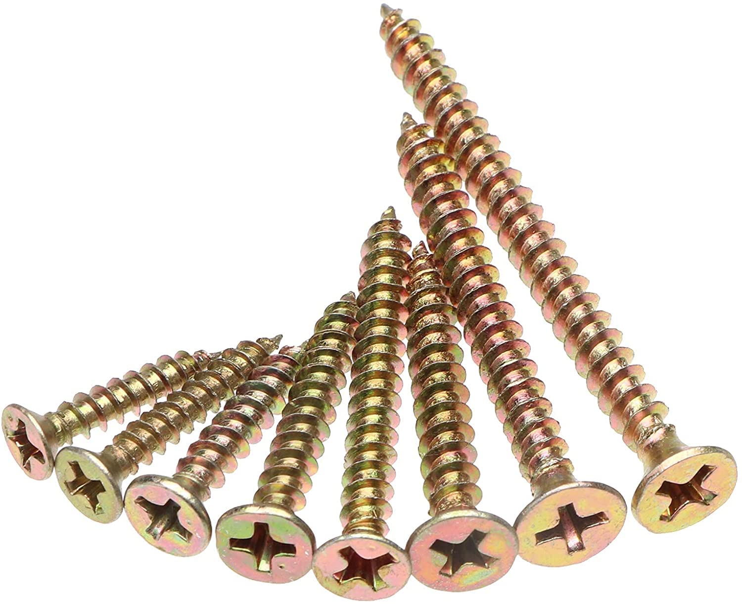 BAtlam 332 Uds. En Caja, Clavos de Fibra de Zinc chapados en Color, Tornillos de carpintería autorroscantes Cruzados avellanados, combinación de M3-M4
