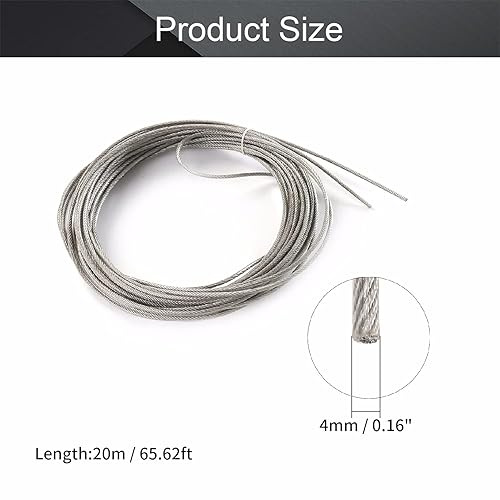 Miniatura 7 de Othmro Cuerda de alambre de acero inoxidable 304 de 22.97 pies, cable de alambre de metal flexible de 0.2 pulgadas de diámetro para barandilla,