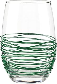 Santa Barbara Design Studio Stemless Wine Glass with Spun Glass Texture, 16-Ounce, Ivy Green