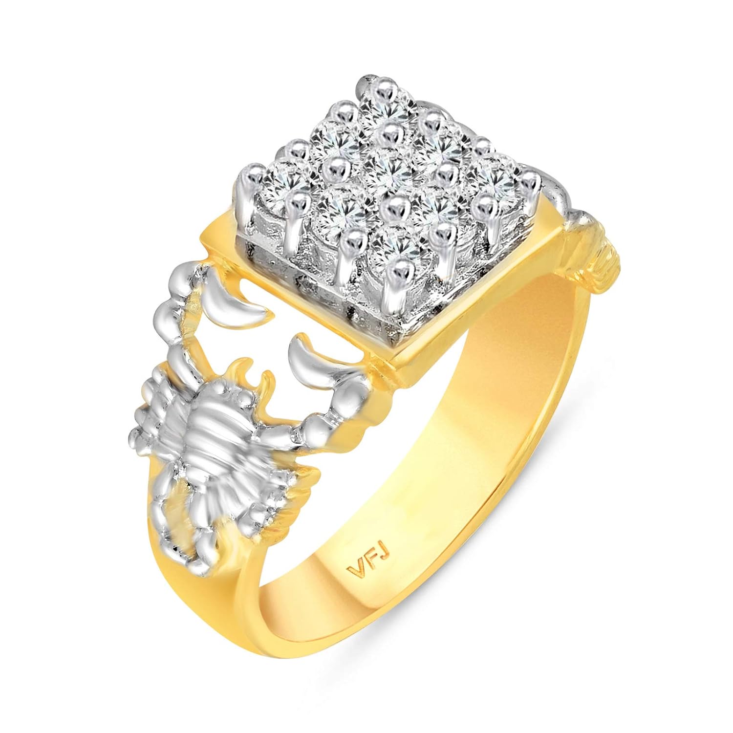 Vighnaharta Zodiac Sign Scorpio (Vrishchak Rashi) CZ Gold and Rhodium Plated Alloy Gents Ring for Men and Boys -[VFJ5065FRG] - Review, Price and Buying Guide