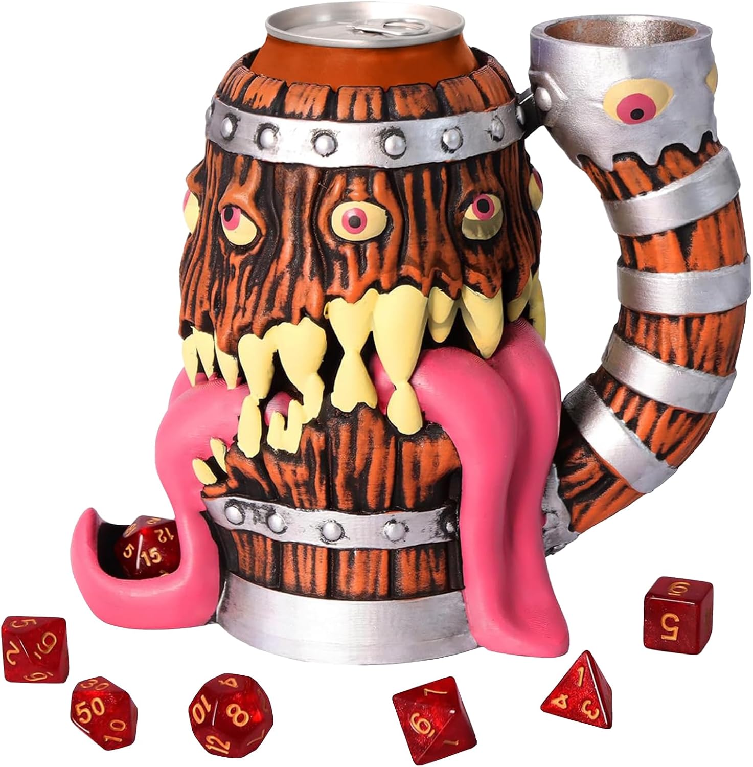 Dice Rolling Tower Mug with 7-Piece Dice Set, Dual-Use DND Accessory for Drink & Games, Ideal Gift for RPG and D&D Enthusiasts