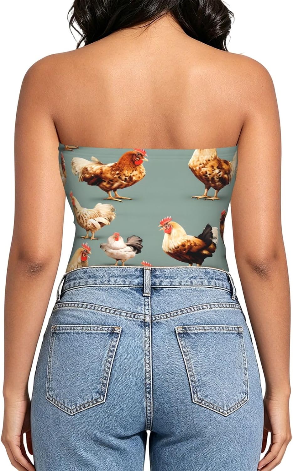 Flower Paris Eiffel Towers Print Strapless Bra Tube Tops for Women