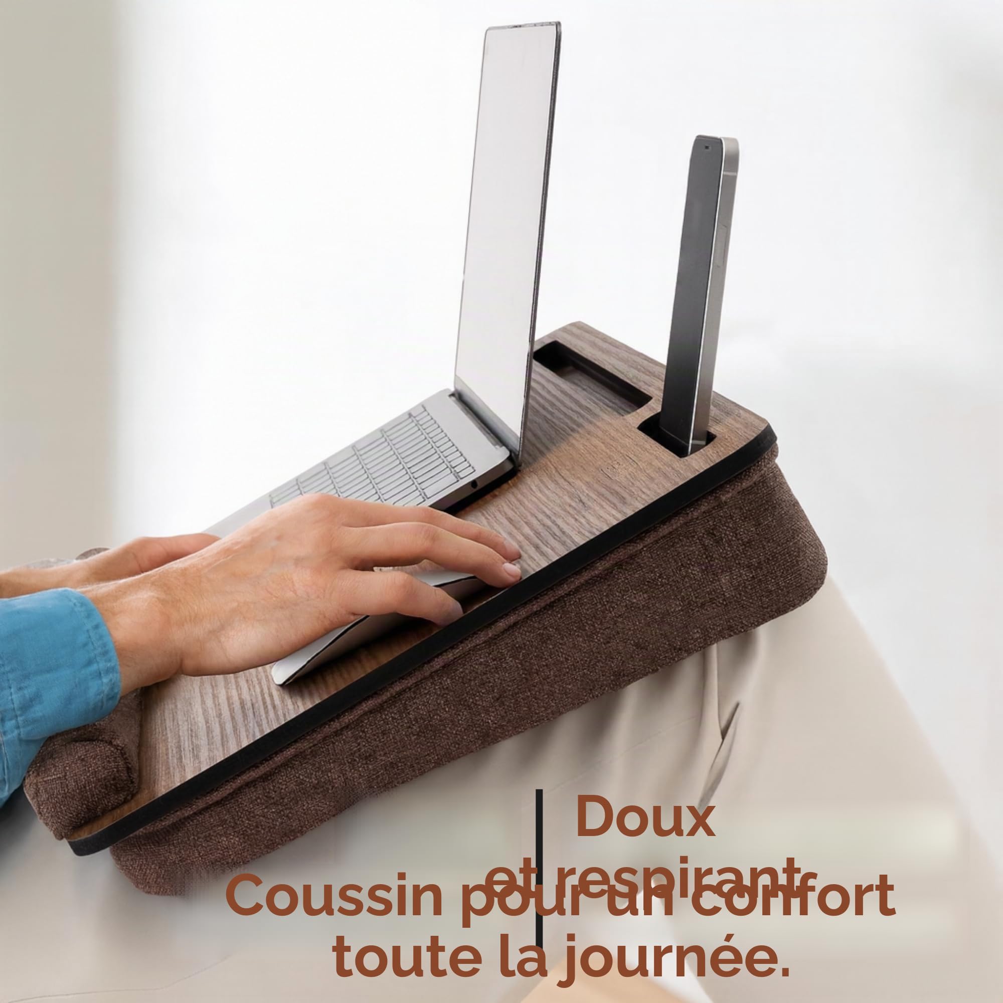 Vigo LS02X Plateau en Bois pour Ordinateur Portable Noyer Marron