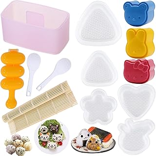 Onigiri Mold Set 13pcs - Spam Musubi Maker Press Rice Ball Mold Sushi Rolling Mat Rice Mold Musubi Maker Sushi Making Kit for Kids Lunch Bento and Home DIY