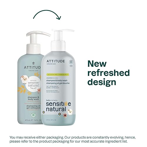 Miniatura 2 de ATTITUDE Champú y gel de baño 2 en 1 para bebé, verificado por EWG, ingredientes hipoalergénicos a base de plantas y minerales, productos veganos y