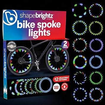 Brightz LED Bike Spoke Pattern Light for Bike Wheels | Light-up wheel pattern display; bike lights & accessories; bicycle spoke light for night riding