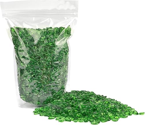 LazyGa Piedras verdes de cristal de mar de 2.2 lbs2.2 libras pequeñas piedras de cristal de fuego, piedras preciosas artificiales decorativas
