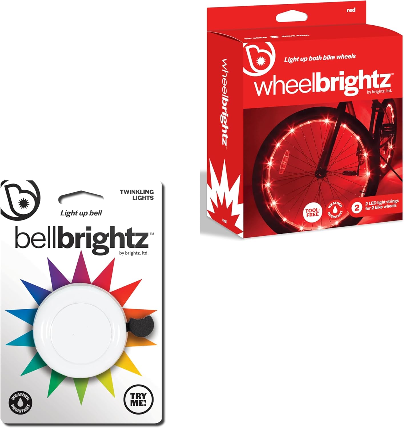 Brightz BellBrightz LED Light Up Bike Bell & WheelBrightz LED Bike Wheel Lights Bundle - Fun, Colorful, and Safe Bicycle Accessories for Kids and Adults - Easy to Install, Durable, & Weather-Resistant