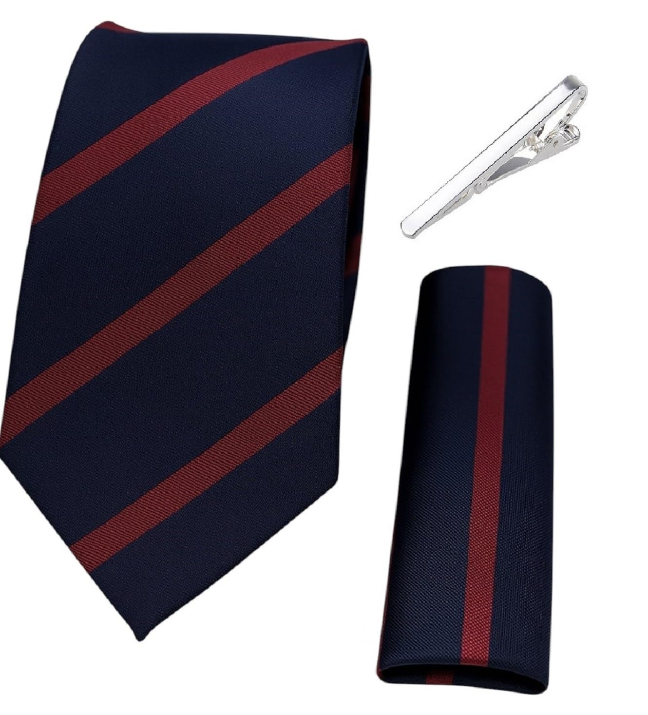 FashMade Italian Microfibre Tie & Pocket Square Combo with Silver Brass TiePin | 2.75 Inch Broad Tie | 10x10 inch Pocket Square TP-35-image-49