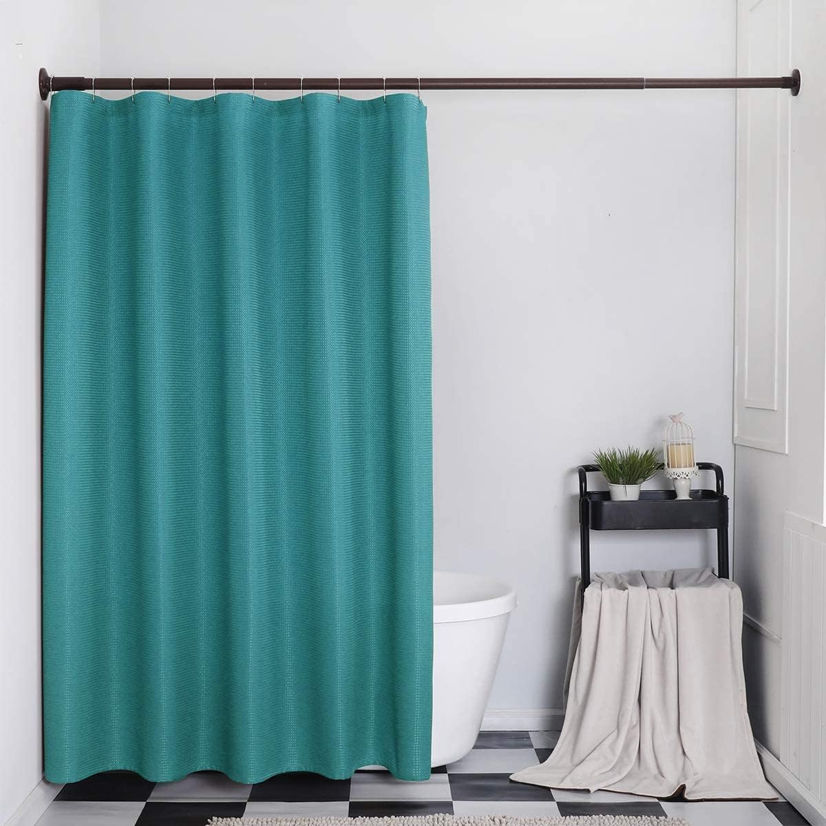 SPXTEX Teal Blue Shower Curtains for Bathroom 78 inches Long Waffle Waterproof Shower Curtains Farmhouse Modern Square Textured Shower Curtains with Hooks for Bathroom Decorative Shower Room 72" X 78"