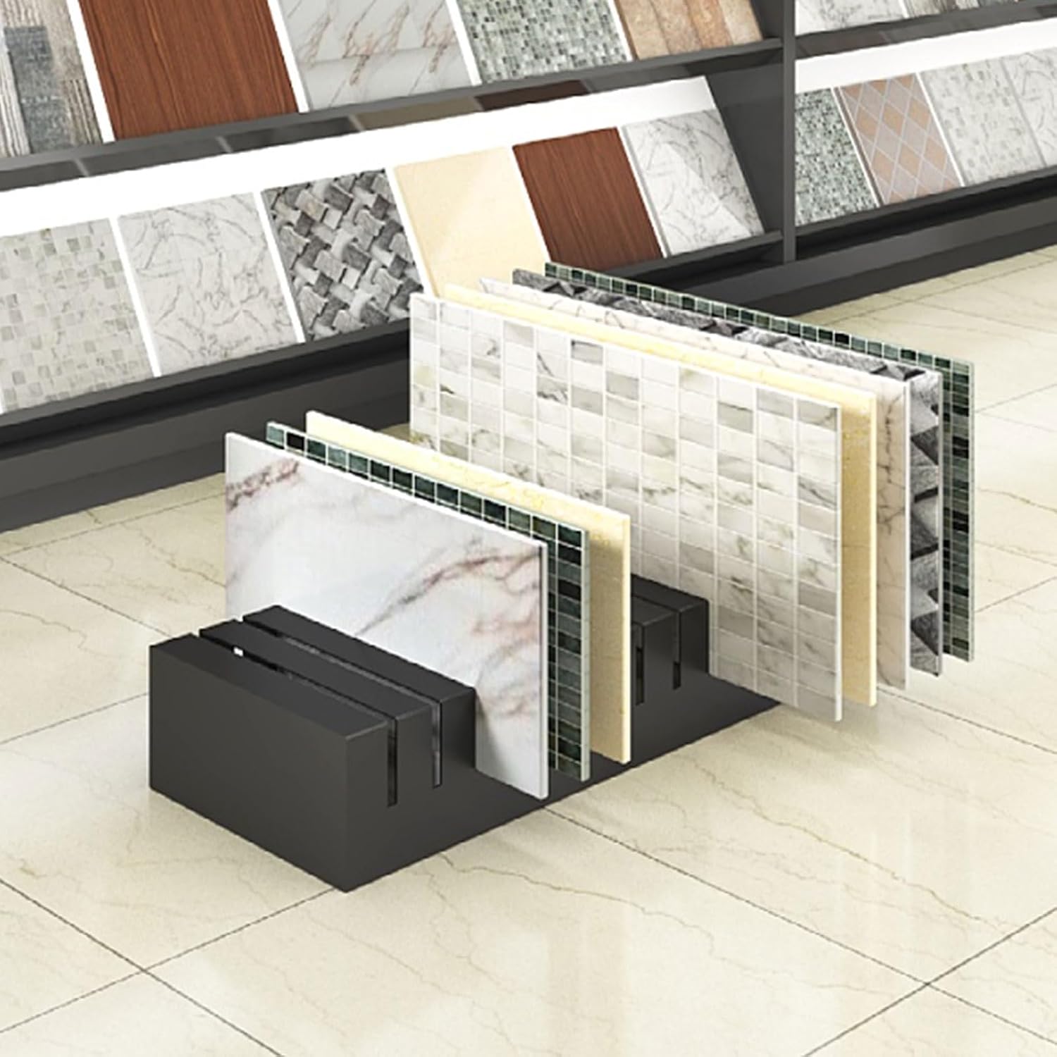 10 Tiers Tile Display Rack, Display Shelves for Retail Stores, Multi Layer Ceramic Sample Storage Organizer, Vendor Booth Display Items(38cm/15in)