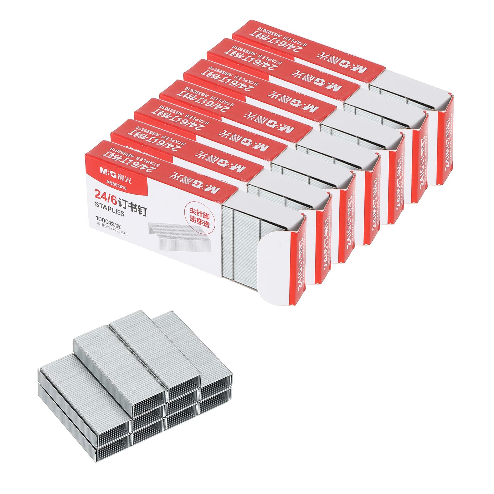 PATIKIL No.12(24/6) Staples for Stapler, 8000pcs(1000 Per Box) Standard Staples 25 Sheet 1/4" Leg Length for Desk Office Desktop Home Supplies Stapling Refills, Metal